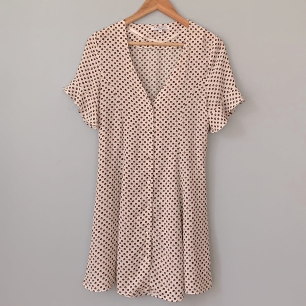 ARTLOVE Paris • Short Flutter Sleeve Tie Back Geometric Print Dress Size Small